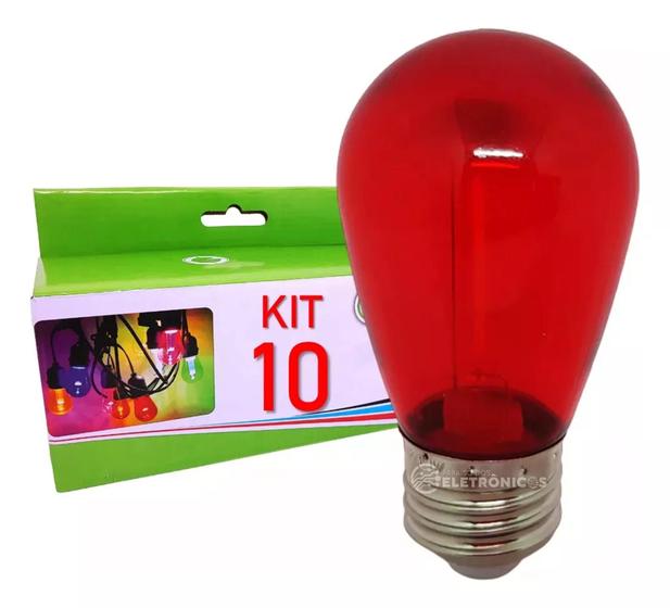 Imagem de Kit 10 Lâmpadas Iluminação Led Retrô De Filamento Decoração 1w S14 110v  61464