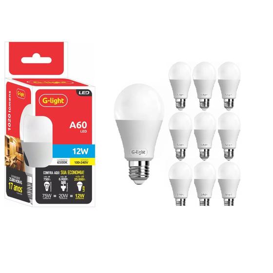 Imagem de Kit 10 Lâmpadas LED 12w 6500k Branco Frio - G-light