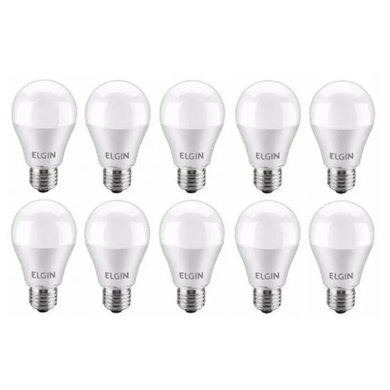 Imagem de Kit 10 Lâmpadas Led 12w Bulbo Fria E27 Elgin Bivolt 6500k