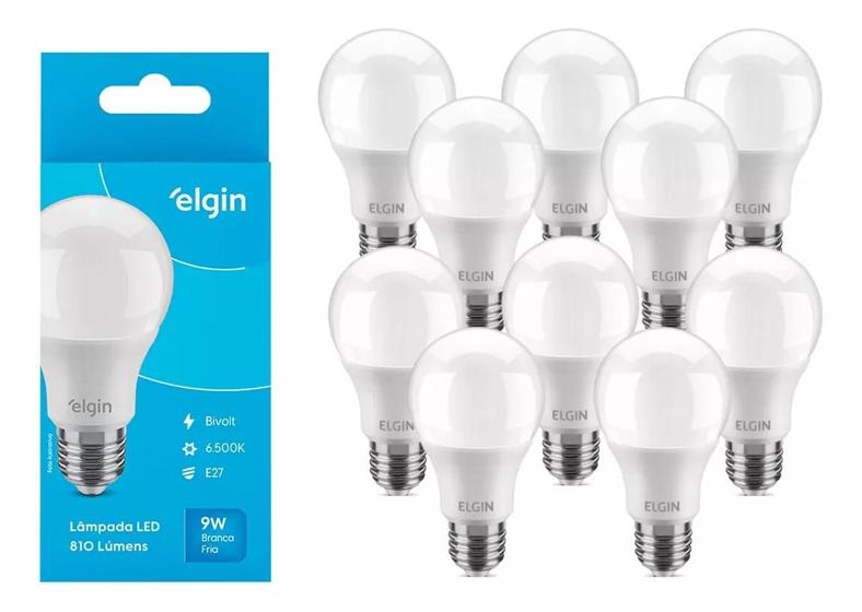 Kit 10 Lâmpadas LED 9w 6500k Branco Frio - Elgin Imagem de Kit 10 Lâmpadas LED 9w 6500k Branco Frio - Elgin