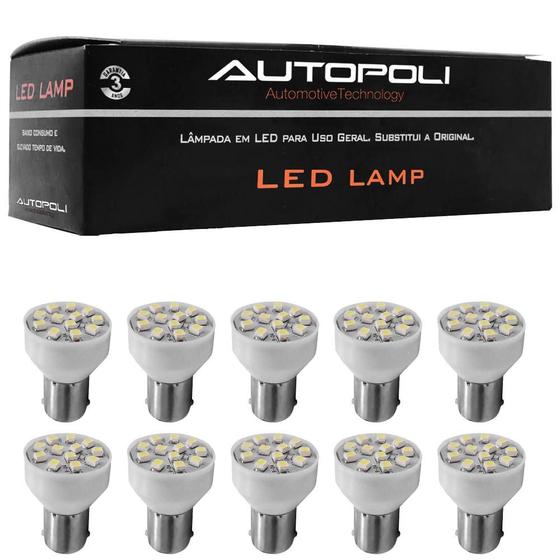 Imagem de Kit 10 Lâmpadas Led Bay15D 12V 5/21W 2 Polos Autopoli AP1293