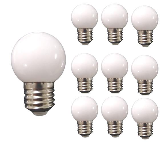 Kit 10 Lâmpadas LED Bolinha G45 3W Branco Frio 127V E27 Menor preço em Kit 10 Lâmpadas LED Bolinha G45 3W Branco Frio 127V E27