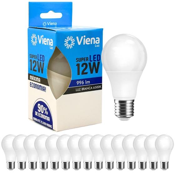 Imagem de Kit 10 Lâmpadas Led Bulbo 12w E27 Branco Frio Inmetro Viena Luz