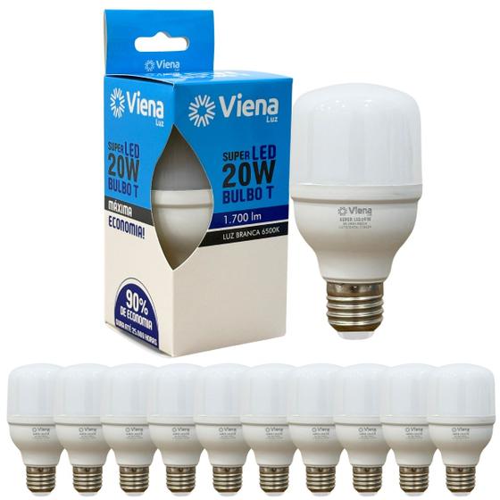 Imagem de Kit 10 Lâmpadas Led Bulbo 20w E27 Branco Frio Inmetro Viena Luz