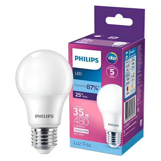 Imagem de Kit 10 Lampadas Led Bulbo Philips 4,5W 480Lm Bivolt