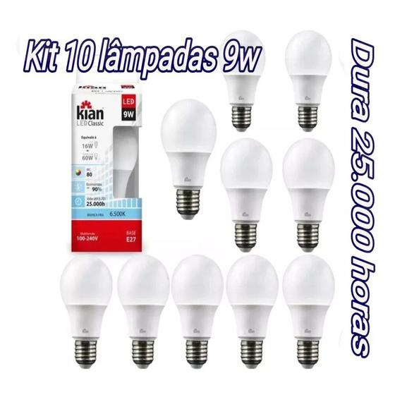 Imagem de Kit 10 lâmpadas led de 9w 6500k bocal universal Bivolt