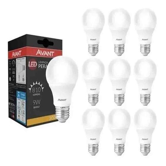 Imagem de kit 10 Lampadas LED Pera 9W Luz Branca 6500K  E27 Bivolt