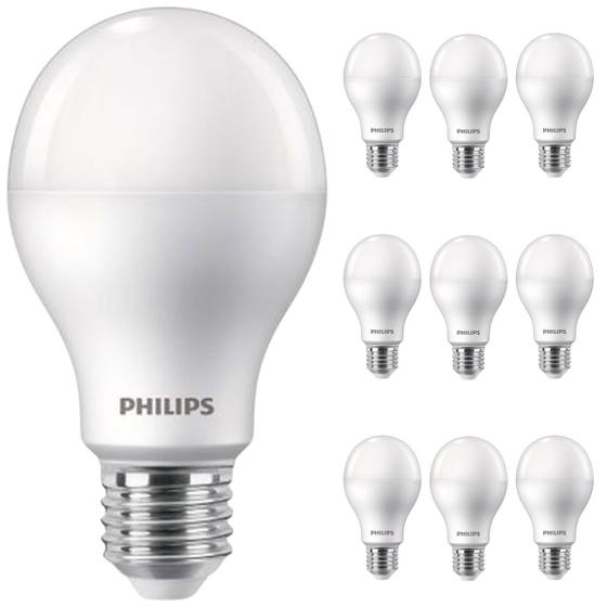 Imagem de Kit 10 Lâmpadas Led Philips 16w Branco Quente 3000K E27 Equivale 100w Luz Amarela Bulbo Super Led Residencial Bivolt