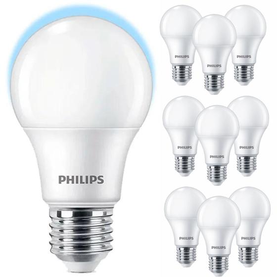 Imagem de Kit 10 Lâmpadas Led Philips Bulbo 9w Equivale 60w Branco Frio Luz Branca 6500k E27 Bivolt Residencial