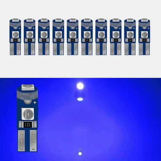 Imagem de Kit 10 Lâmpadas Led Pinguinho T5 3 Leds Painel Carro Moto