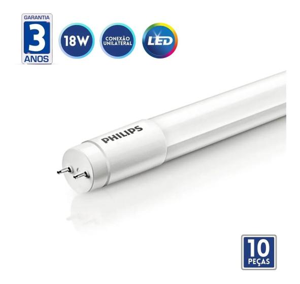 Imagem de Kit 10 Lampadas Led Tubular 18W T8 4000K 120Cm Philips