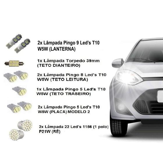 Imagem de Kit 10 Lampadas Leds ,Teto,Ré,Placa Ford Fiesta 2004 A 2009