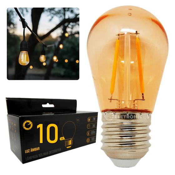 Imagem de Kit 10 Lâmpadas S14 Led Retrô 2w Com 180 Lumens Festa De Casamento Resistente Material Bulbo 61563