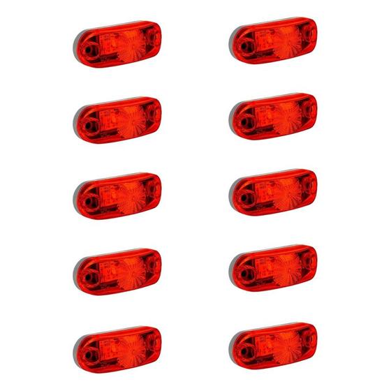 Imagem de Kit 10 Lanternas Delimitadoras Traseiras Âmbar LED 65mm Carreta Caminhão Baú H3