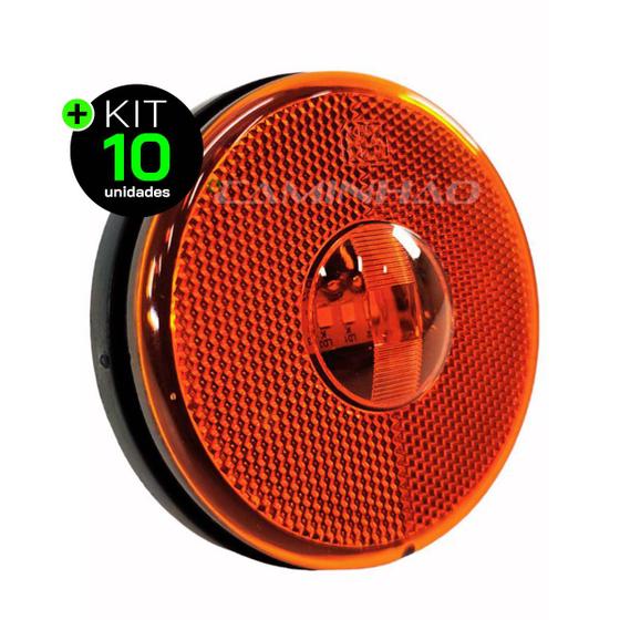 Imagem de Kit 10 Lanternas Lateral Carreta LED Âmbar Laranja 85mm Bivolt com Fio com Suporte