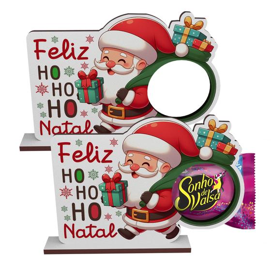 Imagem de Kit 10 Lembrancinhas Porta Bombom Papai Noel Feliz Natal Mdf