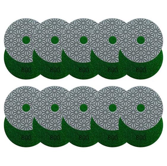 Imagem de kit 10 Lixas Diamantadas Seca e Úmida Floral Ouro 800 - Ø100mm