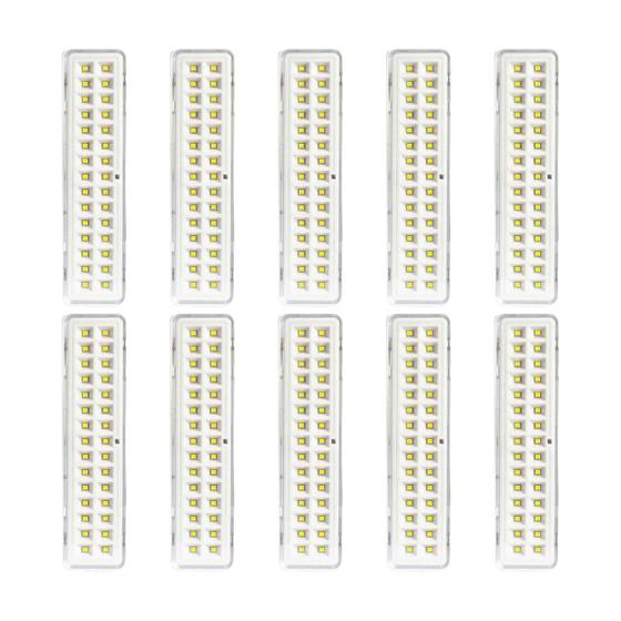 Imagem de Kit 10 Luminária De Emergência Autônoma De Leds 30l 2w Elgin