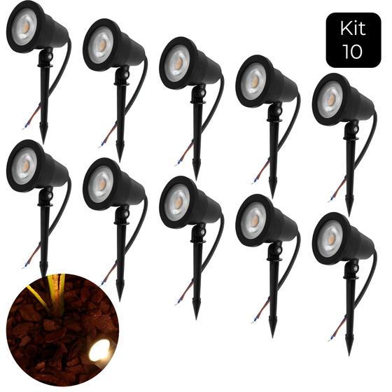 Imagem de Kit 10 Luminária Espeto Jardim led 7w Prova Dágua Branco Quente