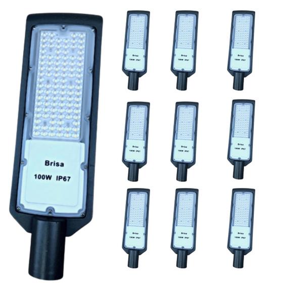 KIT 10 Luminária Led Para Poste 100w Iluminação Publica Bivolt Ip67