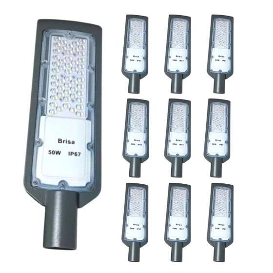 KIT 10 Luminária Led Para Poste 50w Iluminação Publica Bivolt Ip67