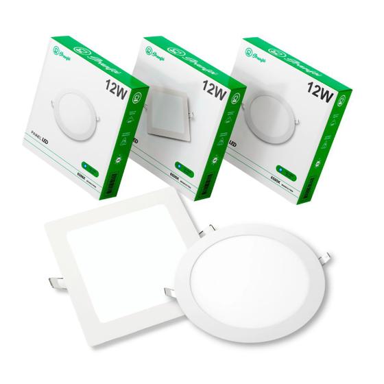 Kit 10 Luminária Painel Plafon Led 12W Quadrado Redondo Embutir Menor preço em Kit 10 Luminária Painel Plafon Led 12W Quadrado Redondo Embutir