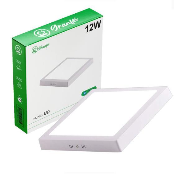 Kit 10 Luminária Painel Plafon Led 12W Quadrado Redondo Sobrepor Menor preço em Kit 10 Luminária Painel Plafon Led 12W Quadrado Redondo Sobrepor
