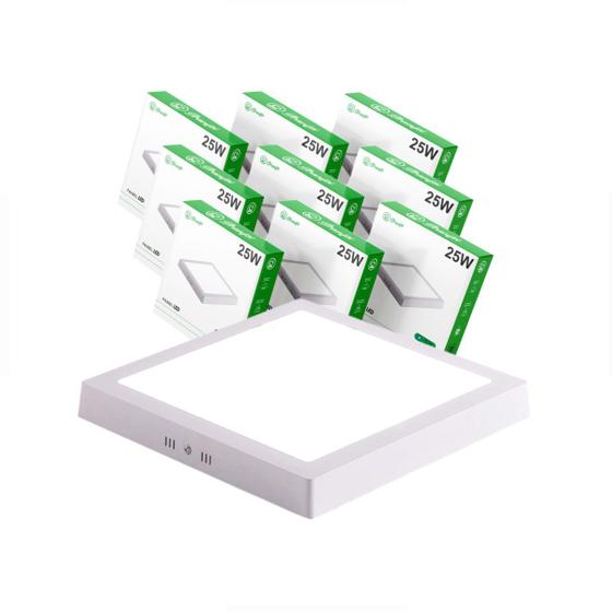 Kit 10 Luminária Painel Plafon Led 25W Quadrado Redondo Sobrepor Menor preço em Kit 10 Luminária Painel Plafon Led 25W Quadrado Redondo Sobrepor