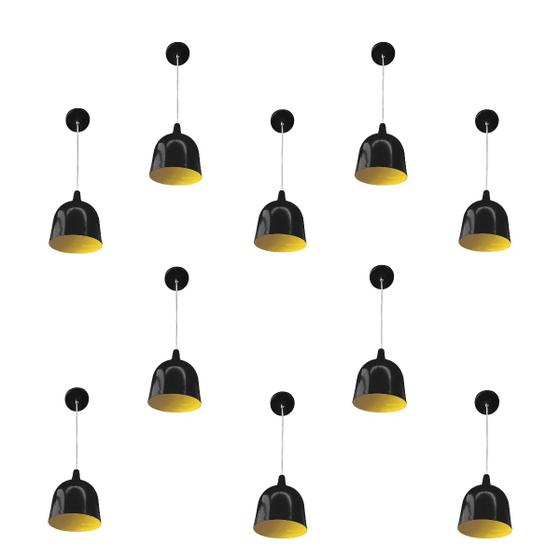 Imagem de Kit 10 Luminária Pendente Gota Com Interior Amarelo Com Fiação 110/220v
