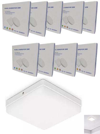 Imagem de Kit 10 Luminária Plafon Led Borda Infinita 38W Sobrepor Quadra Bvolt Neutro 4000k 22cmx22cm Ilumimax