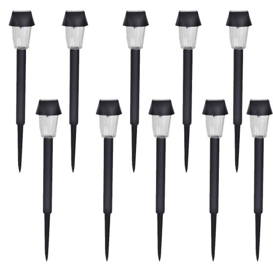 Kit 10 Luminária Poste Iluminação Jardim Luz Solar Ecoforce