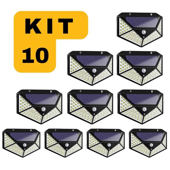 Imagem de Kit 10 Luminária Solar 100 Led Com Sensor Jardim Prova D'água