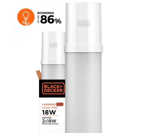 Kit 10 Luminaria Tubular Linear Led 18w Sobrepor 60cm Frio Black And