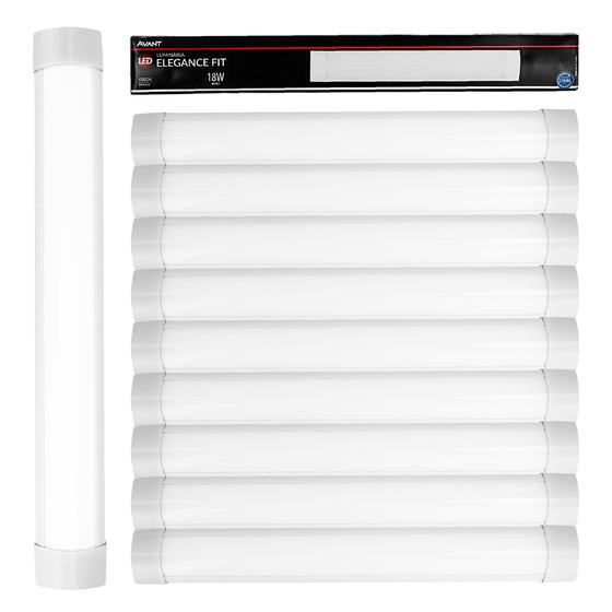 Imagem de KIT 10 Luminária Tubular Linha Elegance Fit 18W LED Branco Frio 110V/220V-Avant