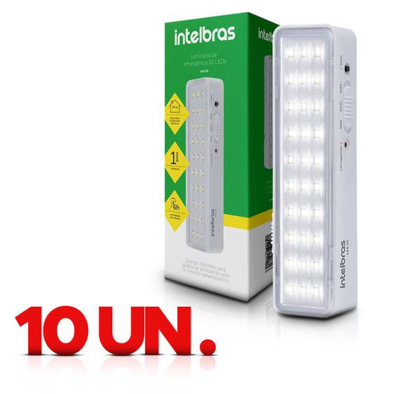 Kit 10 Luminárias Emergência Autonoma Intelbras Lea 30 Leds Luminária