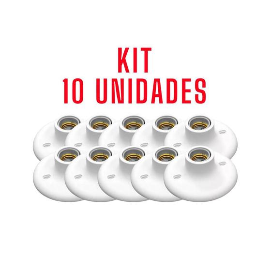 Imagem de Kit 10 Luminárias Plafonier Plástico Soquete Porcelana E-27