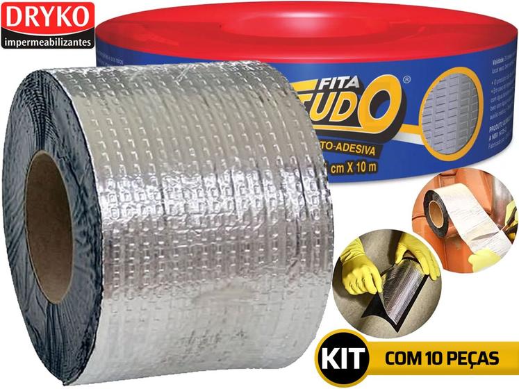 Imagem de Kit 10 Manta Asfáltica Auto Adesiva Aluminizada - 5cm X 10m