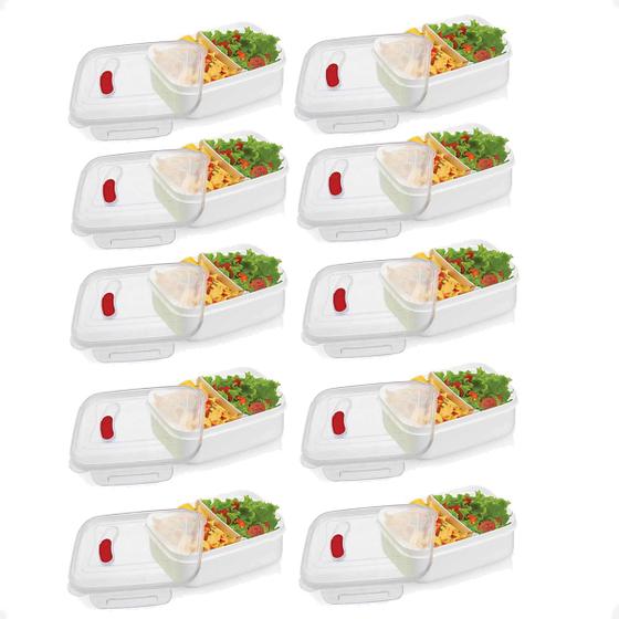Imagem de Kit 10 Marmita Due Com 2 Divisórias Para As Comidas 600ML