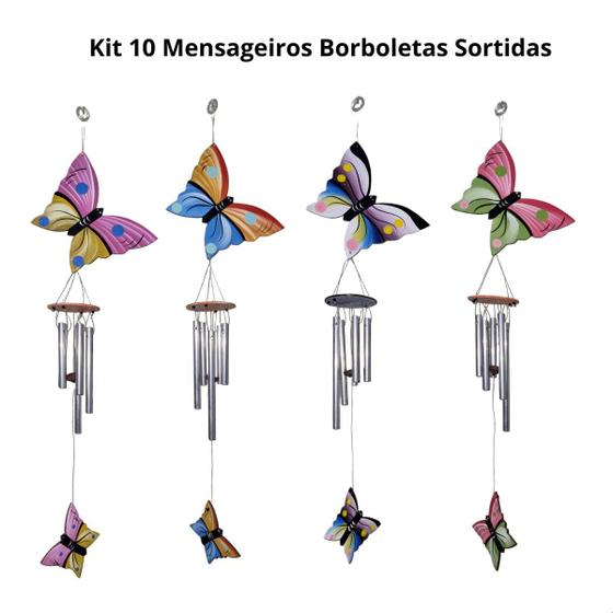 Imagem de KIt 10 Mensageiros dos Ventos Borboleta Coloridas Varanda Atacado