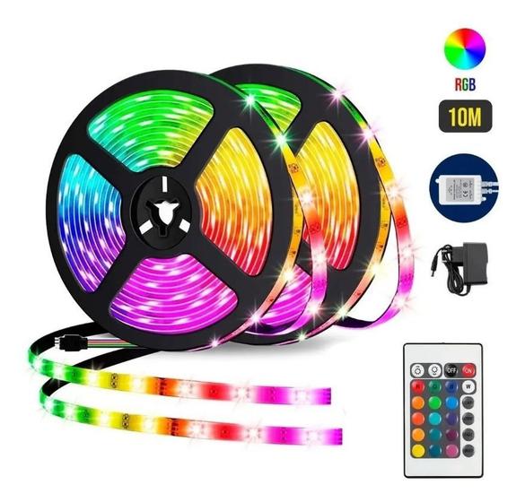 Kit 10 Metros Fita Led Colorida Rgb 5050 Bivolt + 2 Fonte Menor preço em Kit 10 Metros Fita Led Colorida Rgb 5050 Bivolt + 2 Fonte
