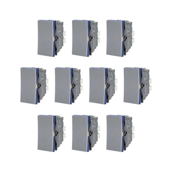 Imagem de Kit 10 Módulo Interruptor Simples Cinza Pial Plus+ 611010CZ