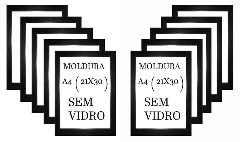 Imagem de Kit 10 Molduras A4 Porta-Retrato Certificado Sem Vidro