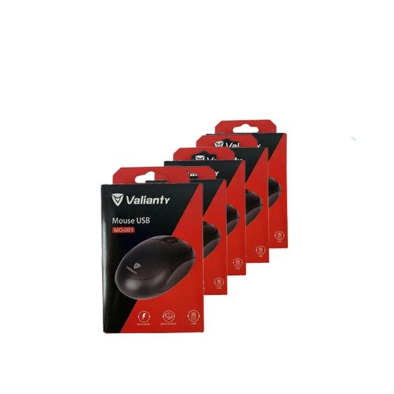 Imagem de kit 10 Mouse Valianty, 3 Botões, 800DPI, USB, Preto - MO-001