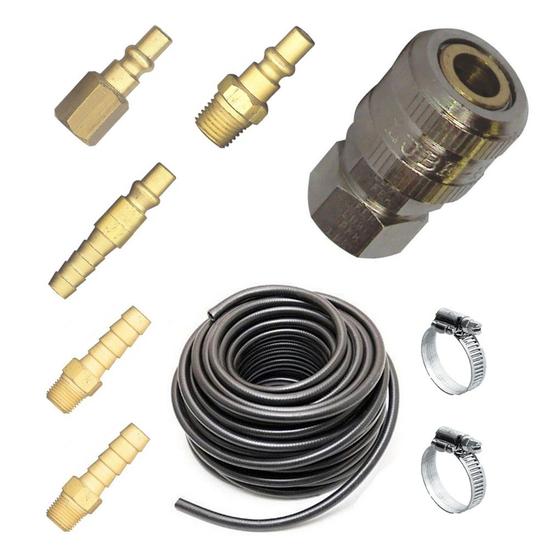 Imagem de Kit 10 mts Mangueira 5/16 para Compressor + Engate Rápido