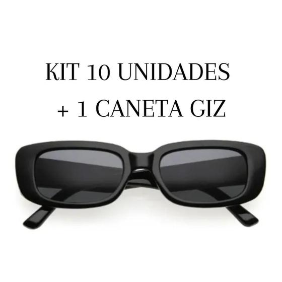 Imagem de Kit 10 Óculos De Sol Retrô Formatura Preto + Caneta Giz Liq