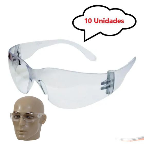 Imagem de Kit 10 óculos Proteção Segurança Epi Croma Incolor