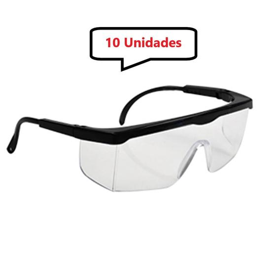 Imagem de Kit 10 óculos Protetor Epi Incolor Haste Regulagem Com CA