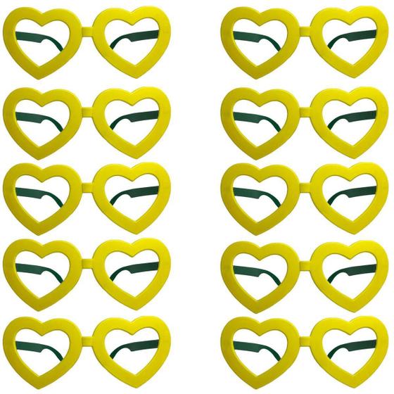 Imagem de Kit 10 Óculos Sem Lentes Verde Amarelo Coração Copa 2022