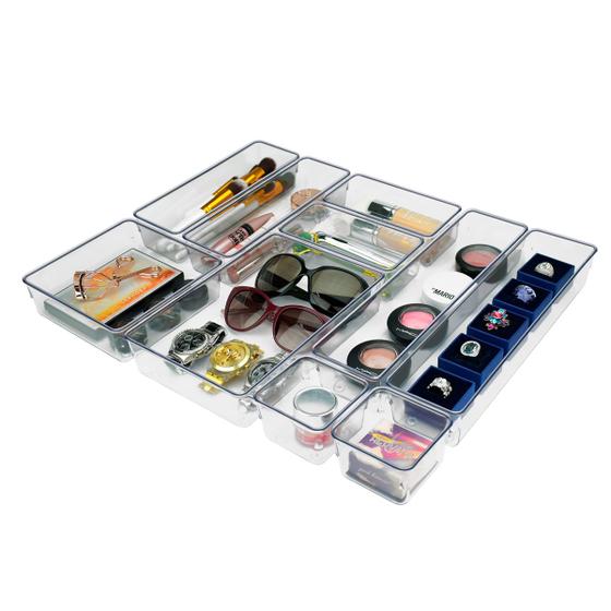 Imagem de Kit 10 Organizador Multiuso Modular Gavetas Acrílico Cristal