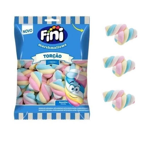 Imagem de Kit 10 Pacotes De Marshmallow Torção Colorido Fini 250G Cada